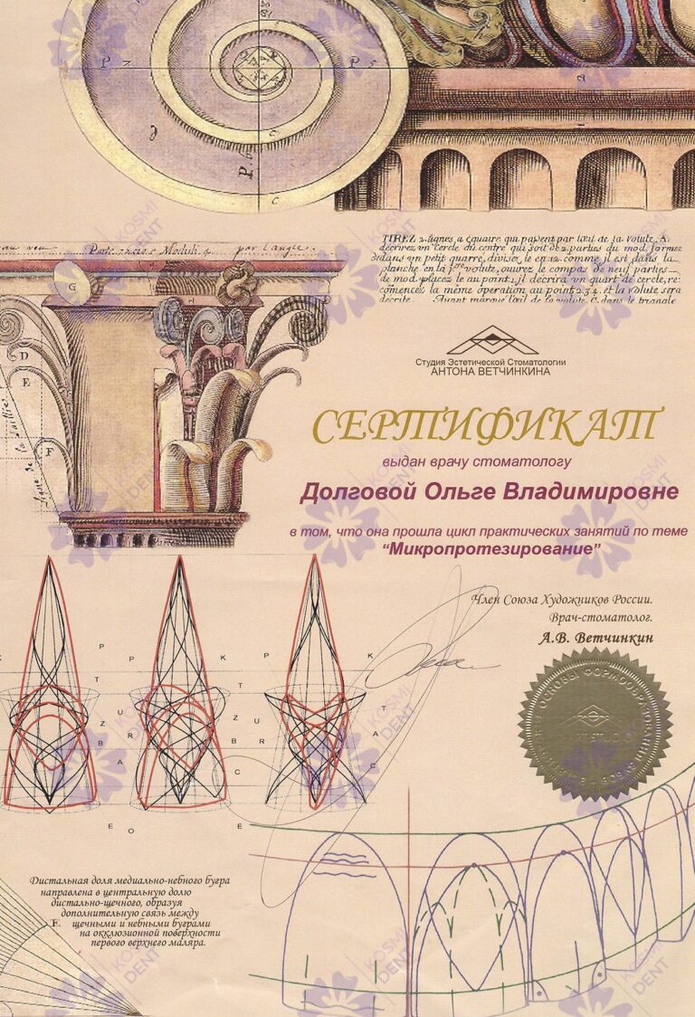 Сертификат: Долгова Ольга Владимировна